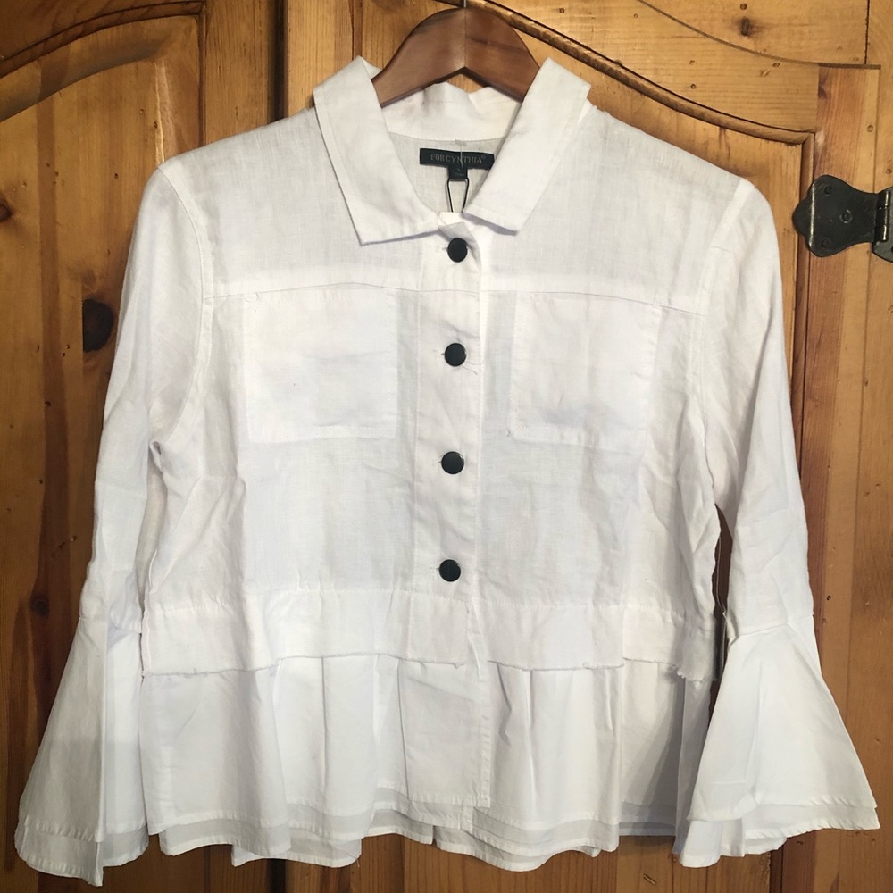 For Cynthia gorgeous white linen jacket NWT 💜💜💜